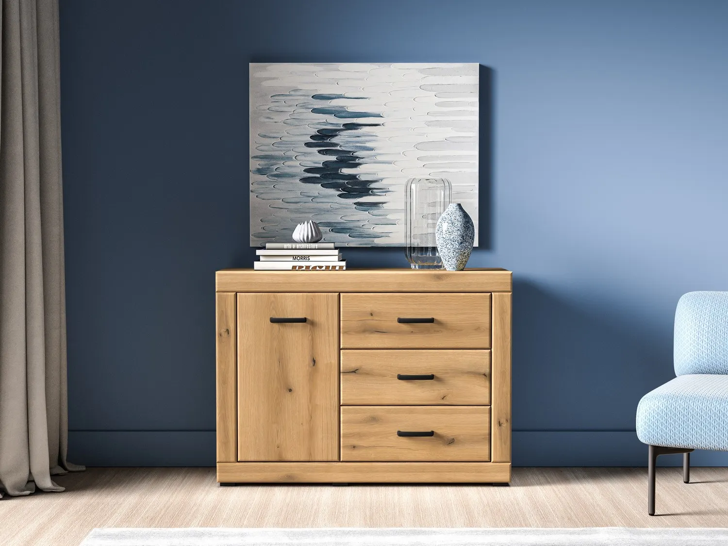 Komoda 1-drzwiowa z szufladami DORA 116x40x85 dąb evoke - 1DORA05-001