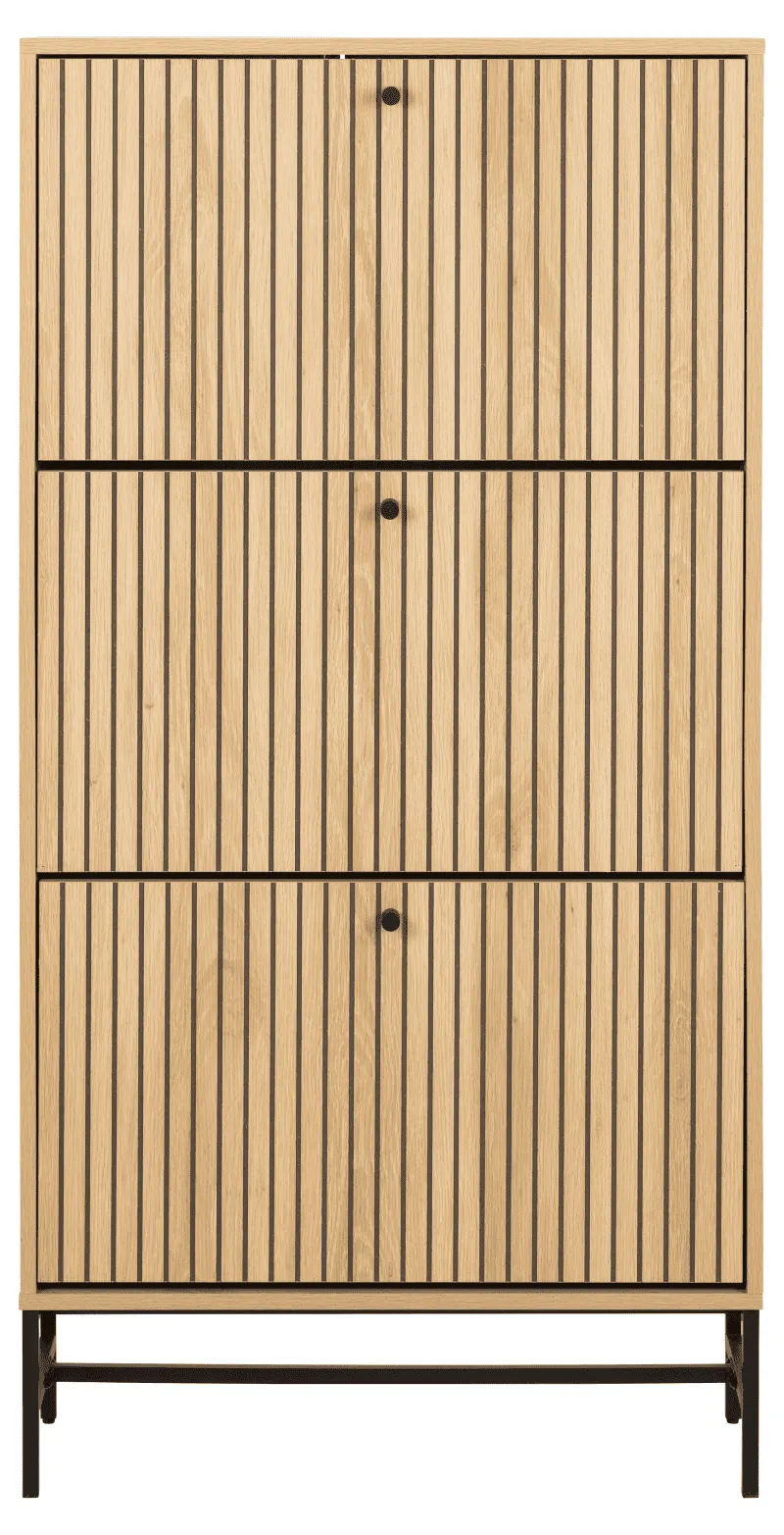 Szafka na buty 3-drzwiowa ALBANY 1 efekt drewna 72x25x140 - H000023790