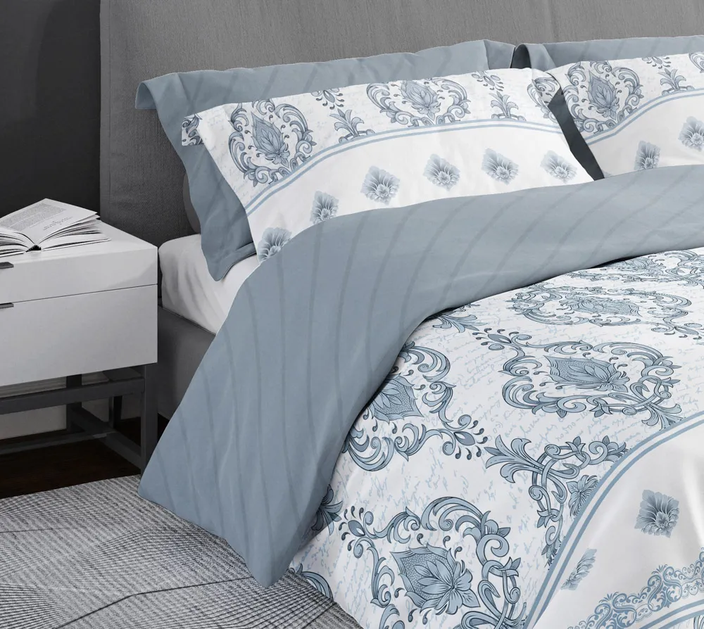 Pościel komplet PURE SATEEN 013 satyna bawełniana 160X200+2x70X80 niebieski - FARO_27917