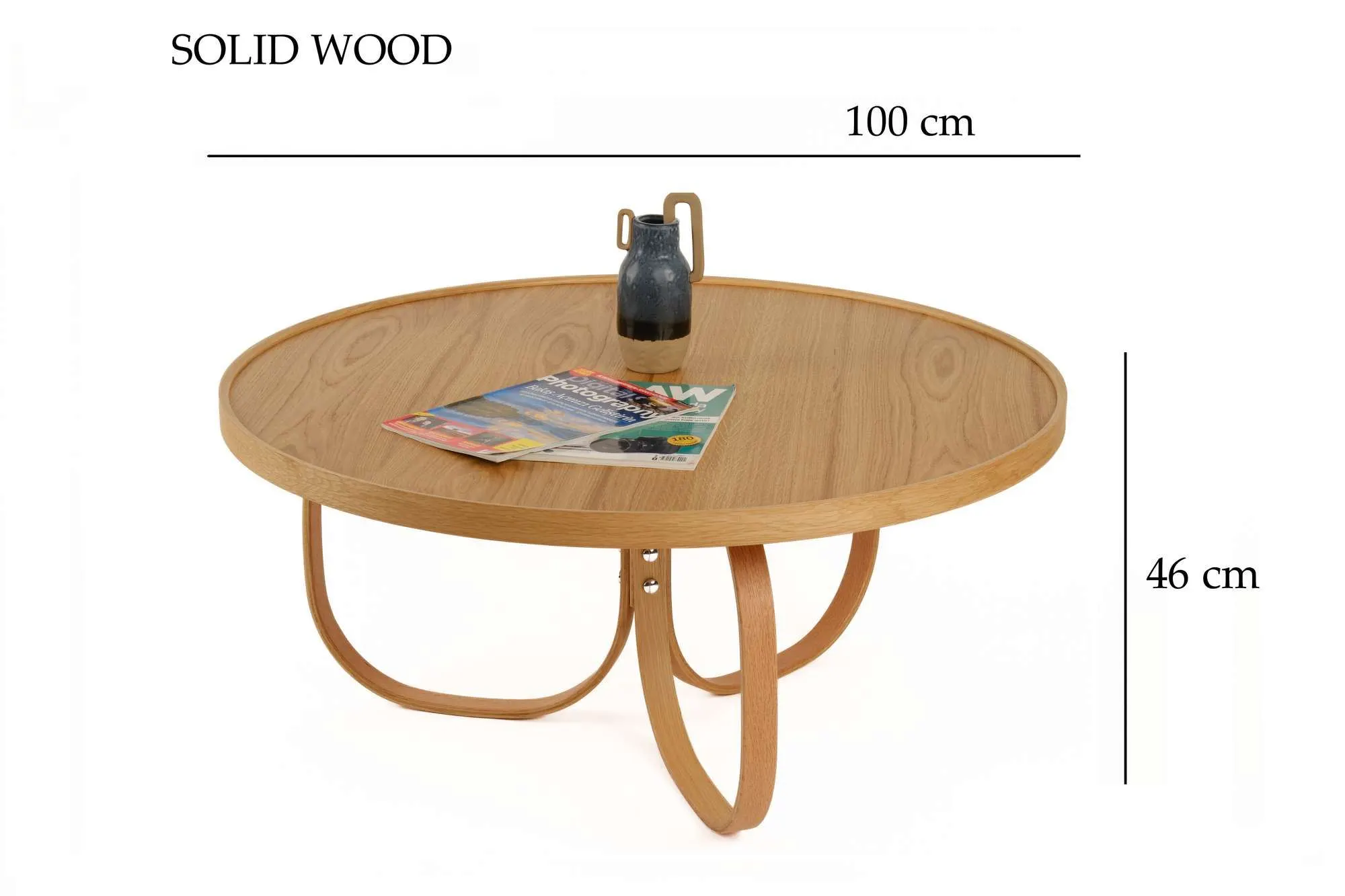 Stolik kawowy drewniany okrągły JUPITER Fi 100 dąb naturalny - ASI_643MRL1103