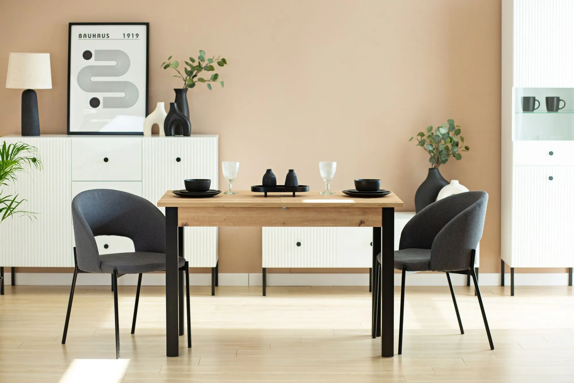 Stół rozkładany NEO 70x120(160) dąb wotan czarny - INT_5001143