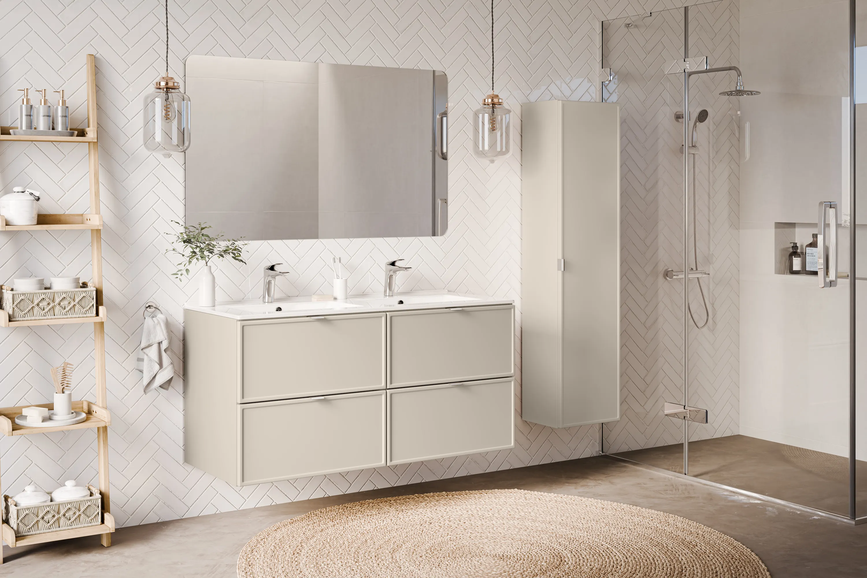 Szafka wisząca pod umywalkę BELLA CASHMERE 60 cm z szufladami - BELLA_CASHMERE_82-60-46-2S