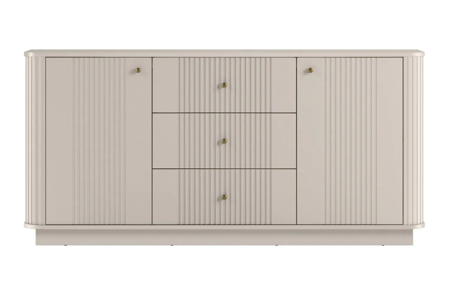Komoda 2-drzwiowa z 3 szufladami VESPER 160 ryflowany front - cashmere złote uchwyty cokół — zdjęcie 2