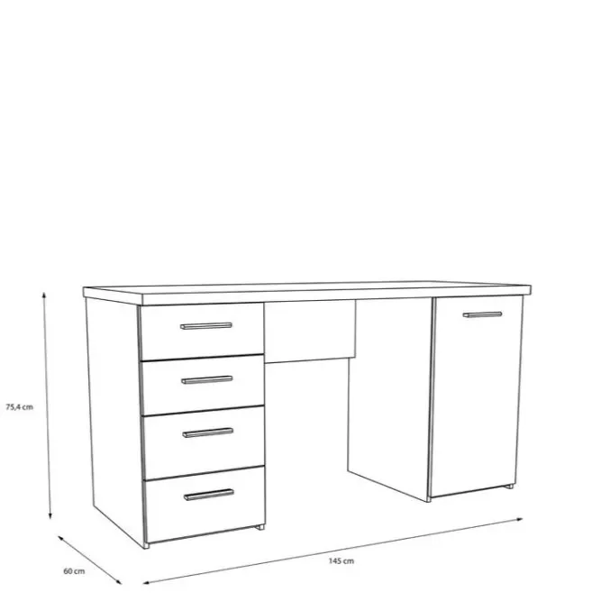 Biurko z szafką i szufladami NET106 145 cm dąb flagstaff/szary - MT926-M564