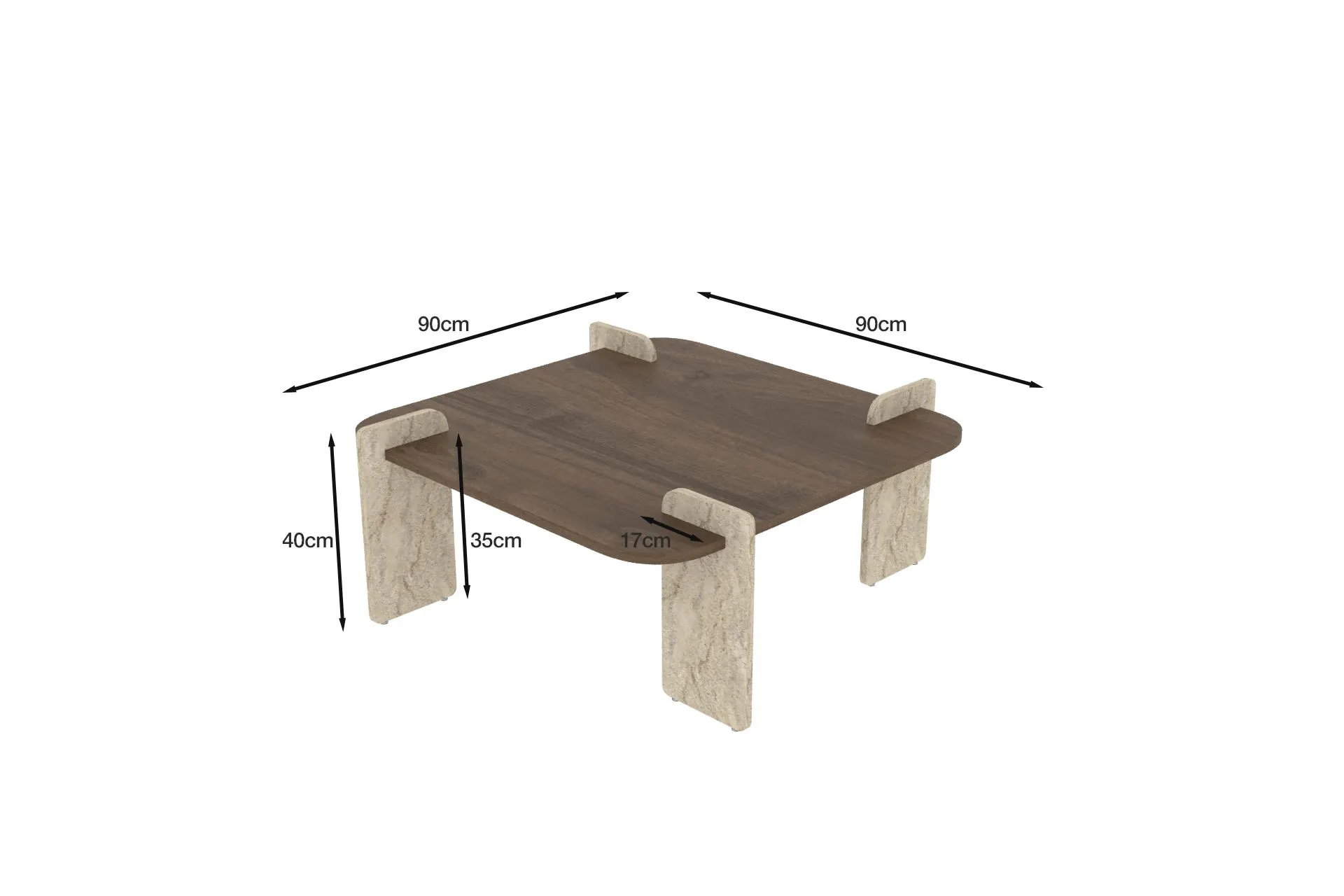 Stolik kawowy AFROLLI 90x90 cm orzech trawertynowy