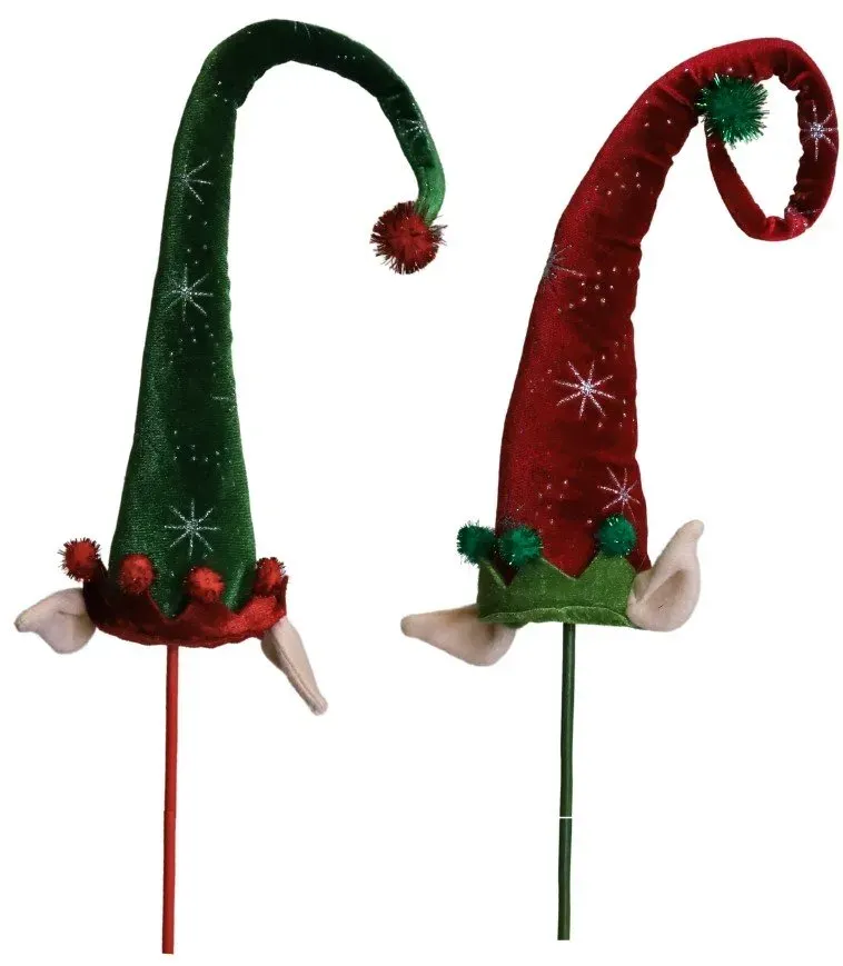 Czapeczka elfa na piku MIX kolorów czerwona zielona