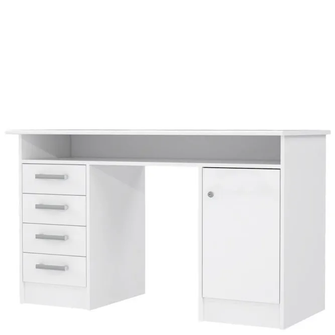 Biurko NET106 z szafką i 4 szufladami i pólką - biały - MT931-120