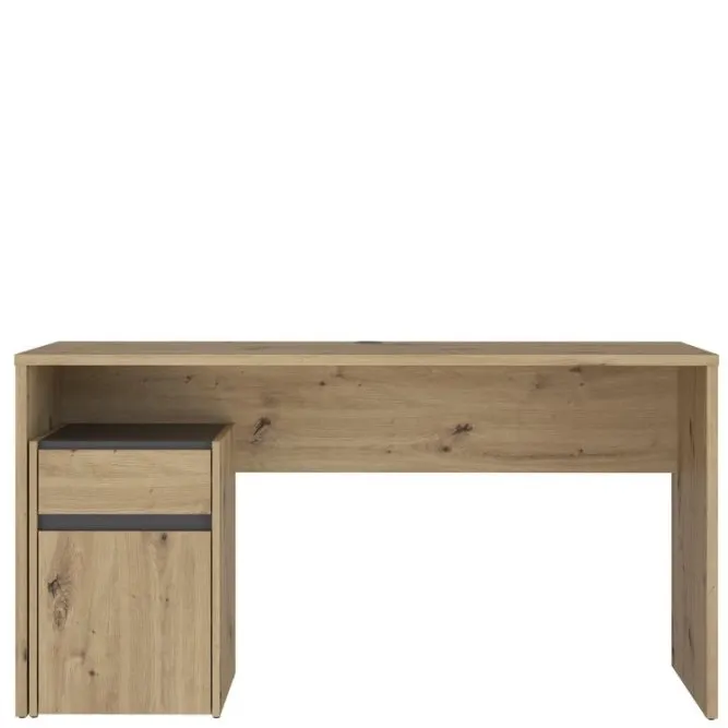 Biurko MODULTRICK z szafką i szufladą - dąb artisan, szary - MDUB112-C827
