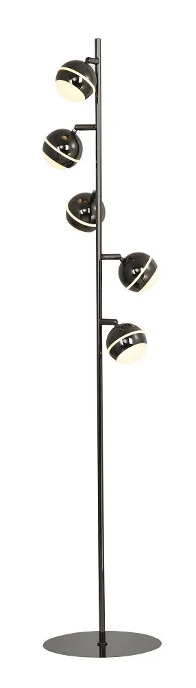 image floor lamp, grouped bulbs, standing lamp, metal frame, black color
