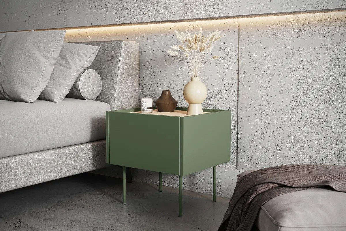 Szafka nocna DESIN 45 z 1 szufldą - oliwka - dąb nagano - B_149155