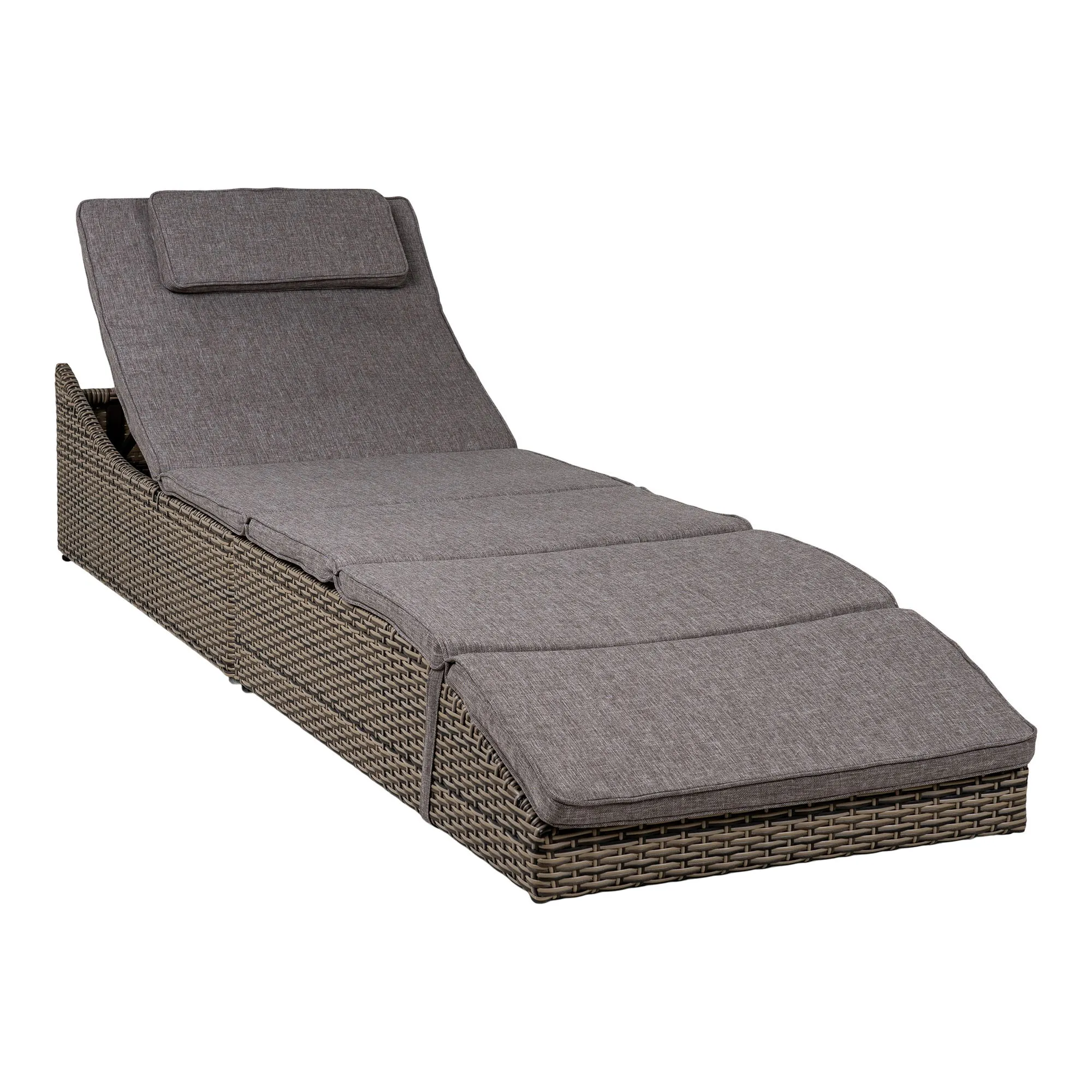 Leżak SPLIT składany z pojemnikiem technorattan szary - 7301030