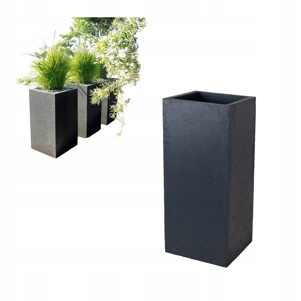 DONICZKA zewnętrzna betonowa SEVRAN 30x30x70 cm antracyt Słoik, plantator, Roślina doniczkowa, Ceramika, Wazon
