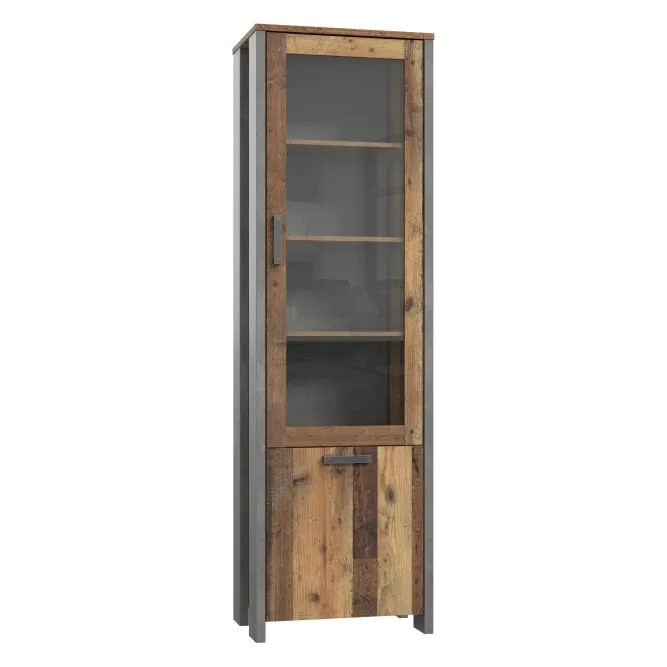 Witryna L/P CLIF 2-drzwiowa - old wood vintage, beton