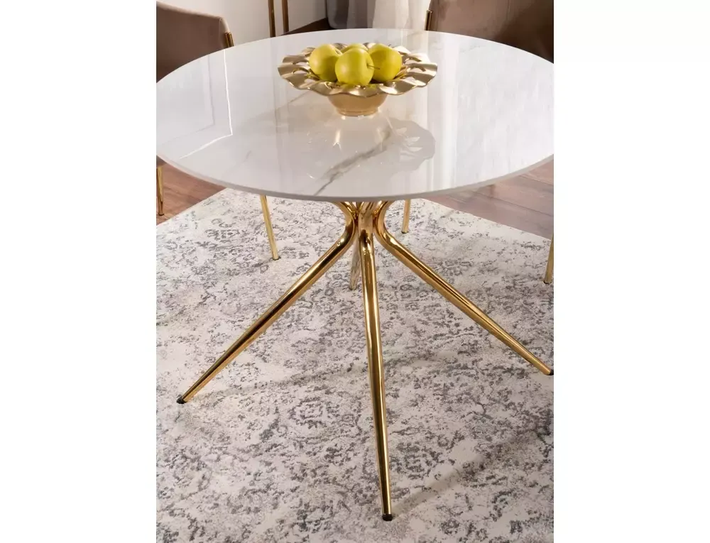 STÓŁ AZALIA CERAMIC BIAŁY/ZŁOTY FI 90 - AZALIABZLFI90