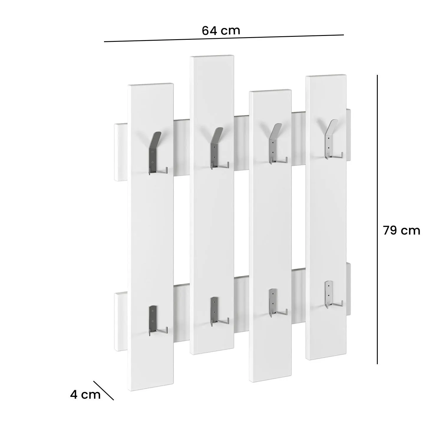 Wieszak ścienny WAVE 8 haczyków biały - ASI_855DTE4012