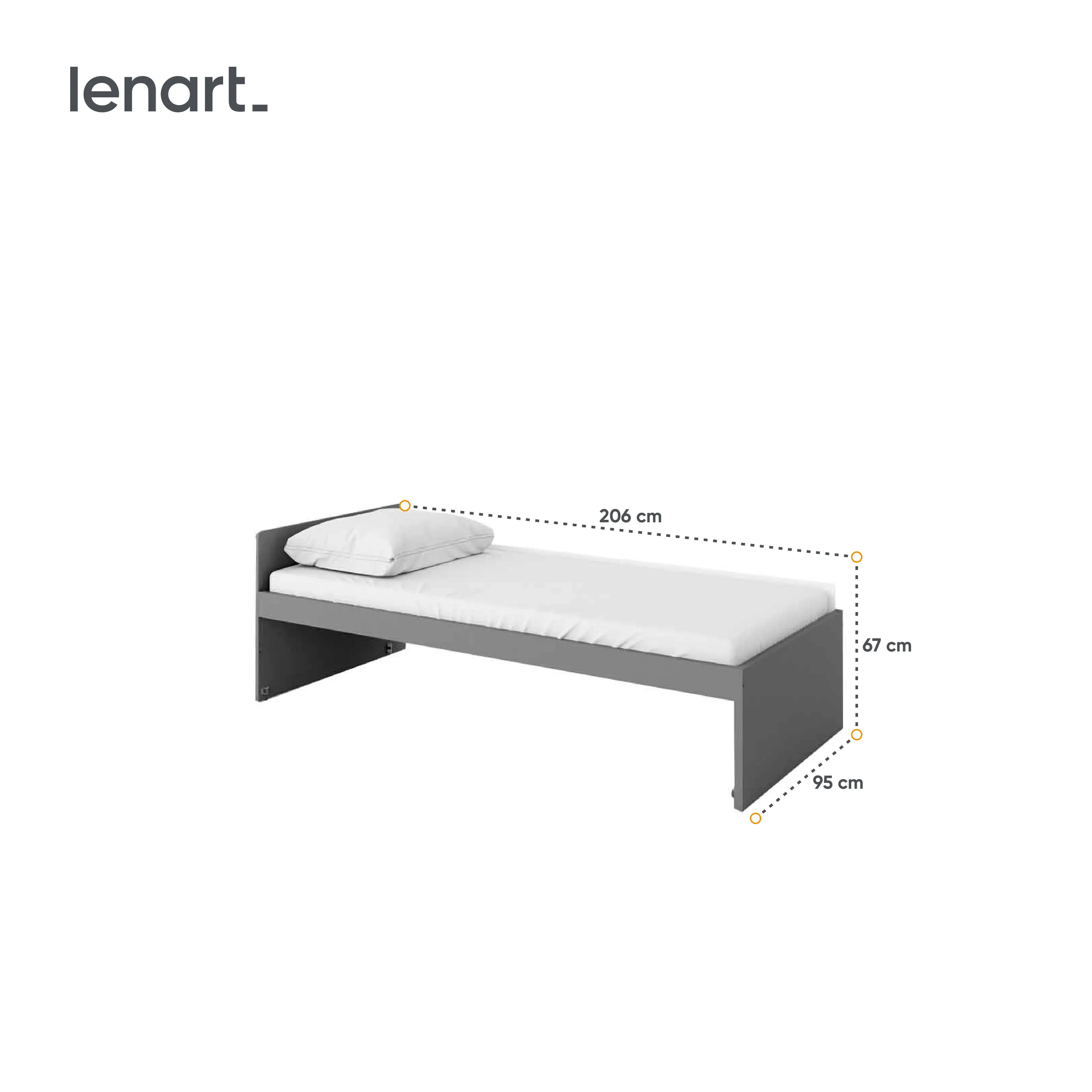 Łóżko z materacem Pok PO-13 grafit/buk ibsen/szary jasny - PO13GBS