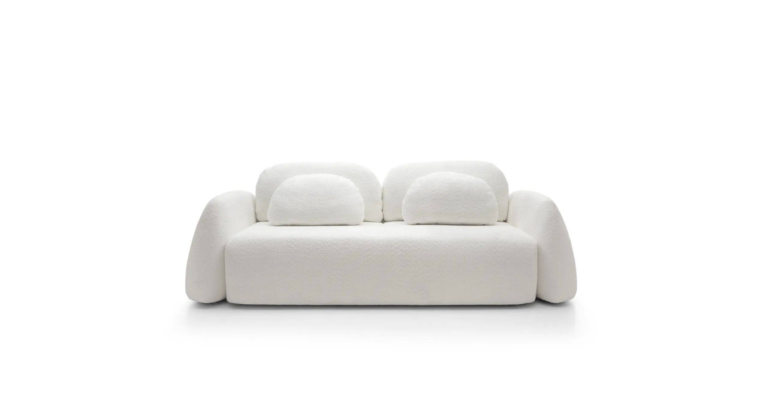 Sofa rozkładana z poduszkami 259 cm MONSOON kremowa boucle