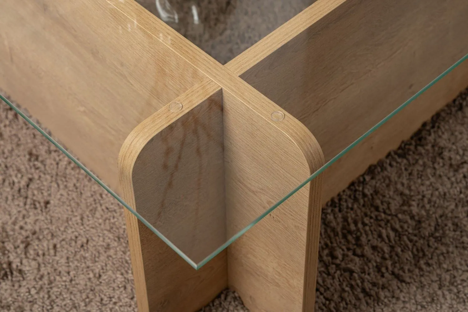 Stolik kawowy FLAVIO 65x105 cm dąb miodowy transpatentny - ASI_353NRD1116