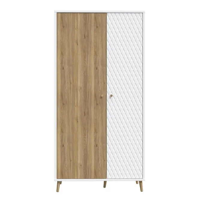 Szafa 2-drzwiowa AKSANA L z drazkiem i półkami - dąb mauvella, biały - AKNS822L-M992