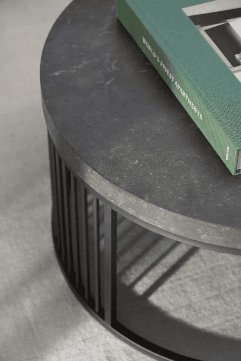 Stolik kawowy okrągły STRINGTON 65x65x35 czarny - 0000108051