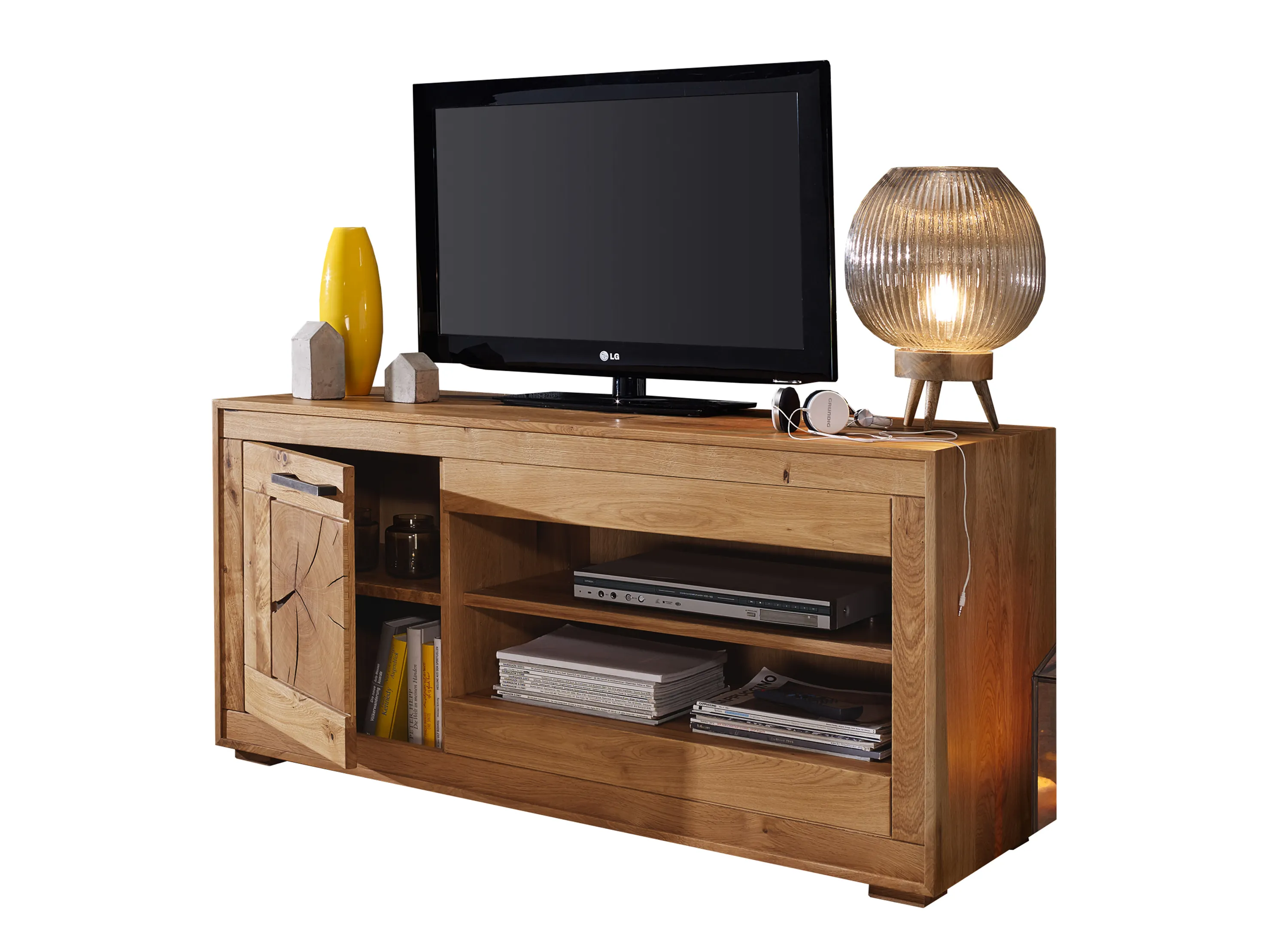 Szafka RTV I Cornflower dębowa z szafką 130 cm - GK_1033150311