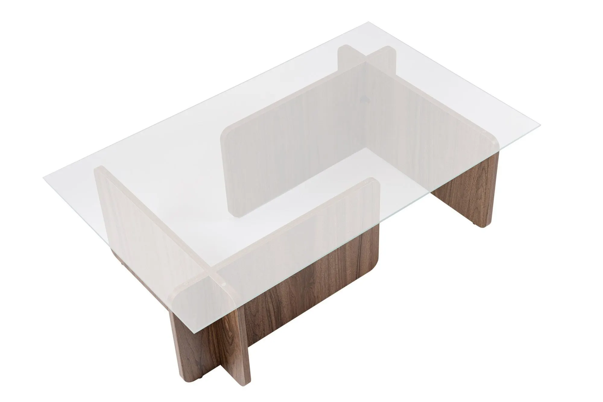 Stolik kawowy FLAVIO 65x105 cm orzechowy transpatentny