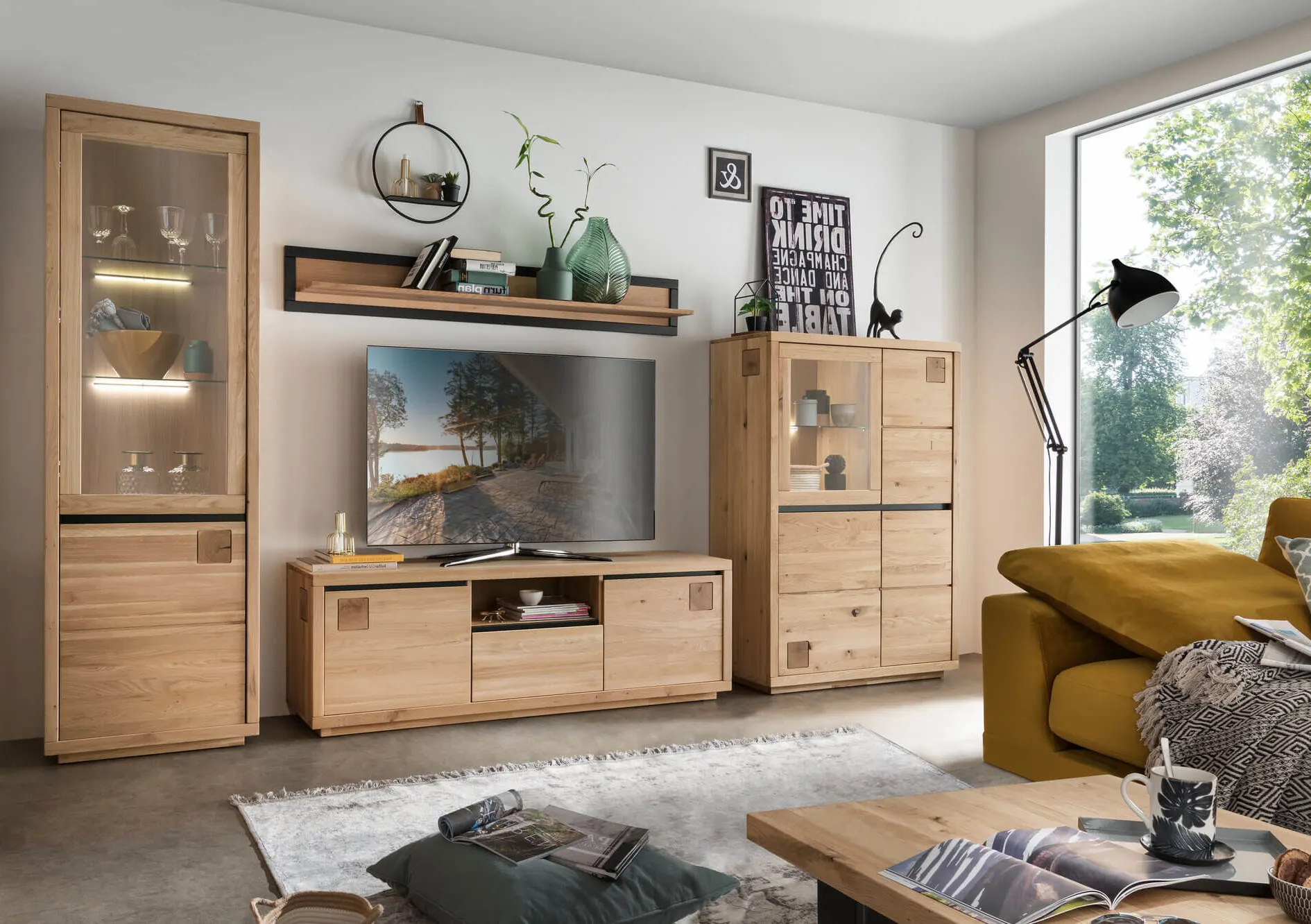 Kredens dębowy z przeszkleniem HALLOW 103x148 lewy - GK_1031596701