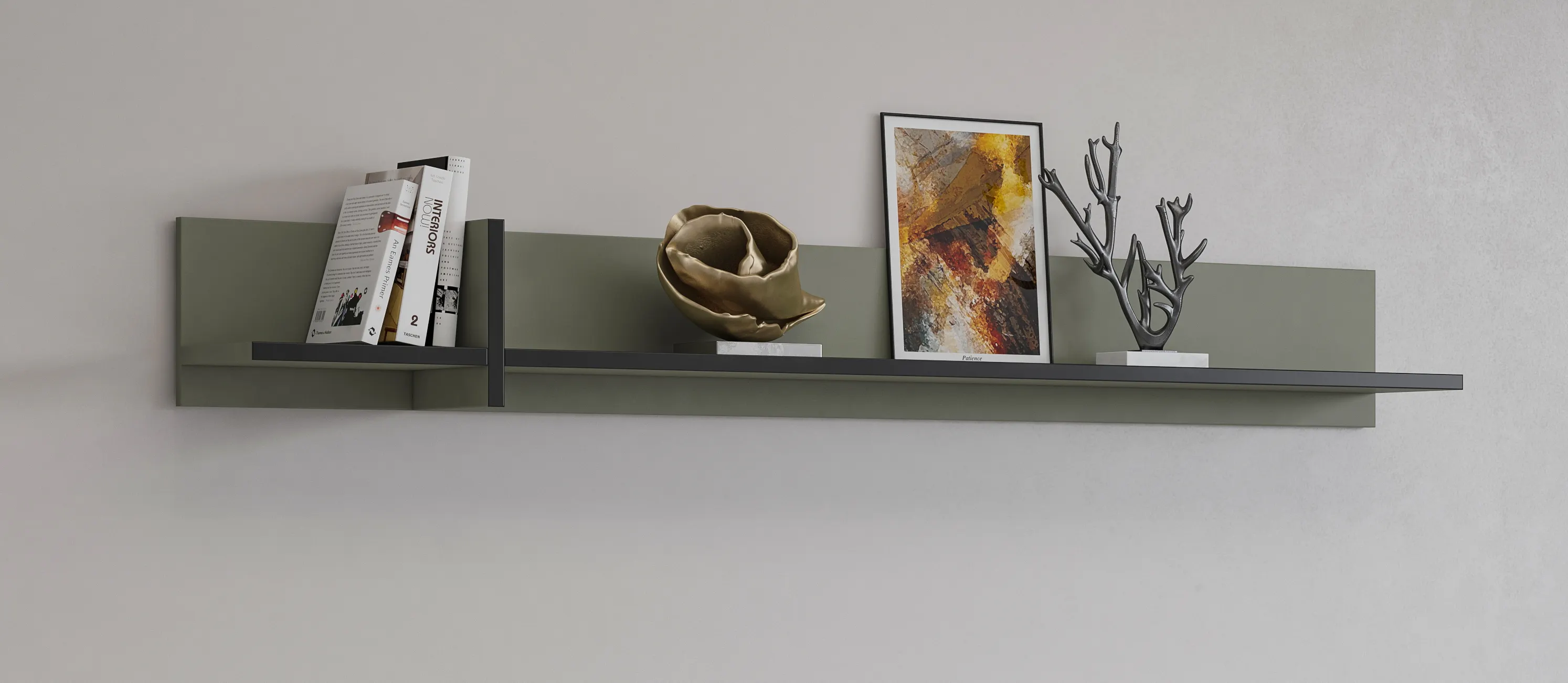 Półka ścienna CROSS 180 cm zielono-czarna - 24GWMY02