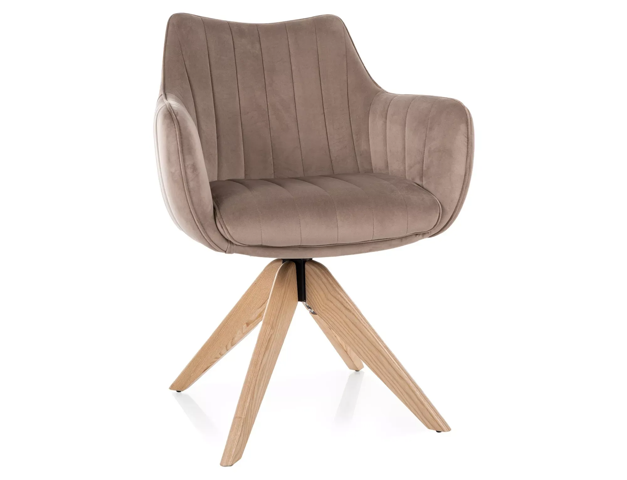 Krzesło obrotowe AZALIA D VELVET beżowe/drewniane nogi Krzesło obrotowe AZALIA D VELVET beżowe/drewniane nogi
