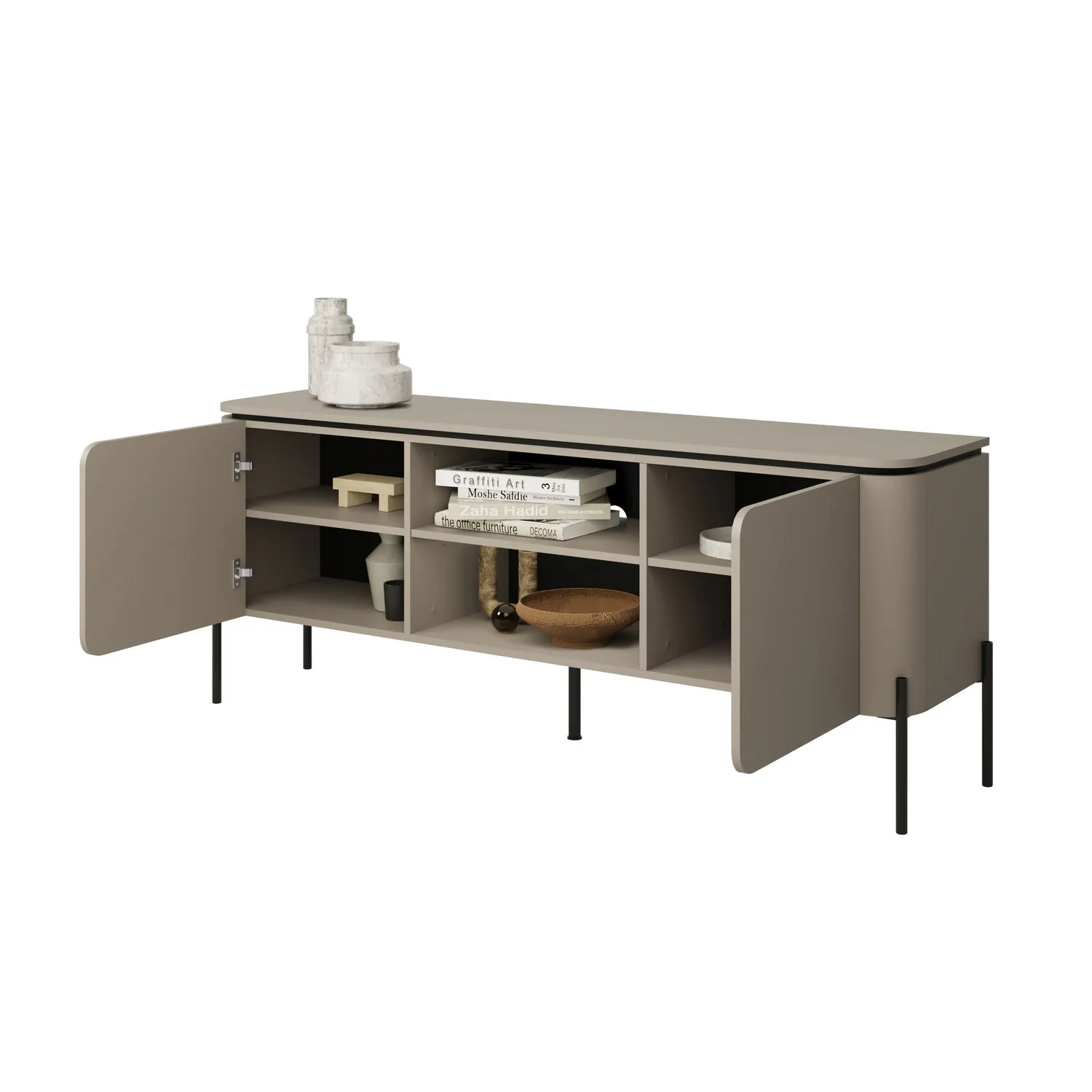 Komoda RTV 2-drzwiowa z półkami BELLO 163 cm congo - 24COOB40