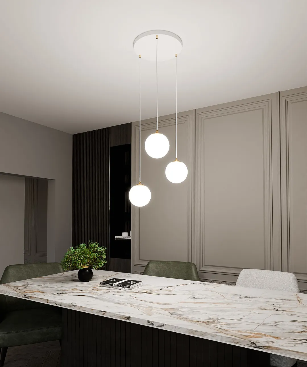 Lampa wisząca ROYAL Biały,Złoty 1244/3 — zdjęcie 5