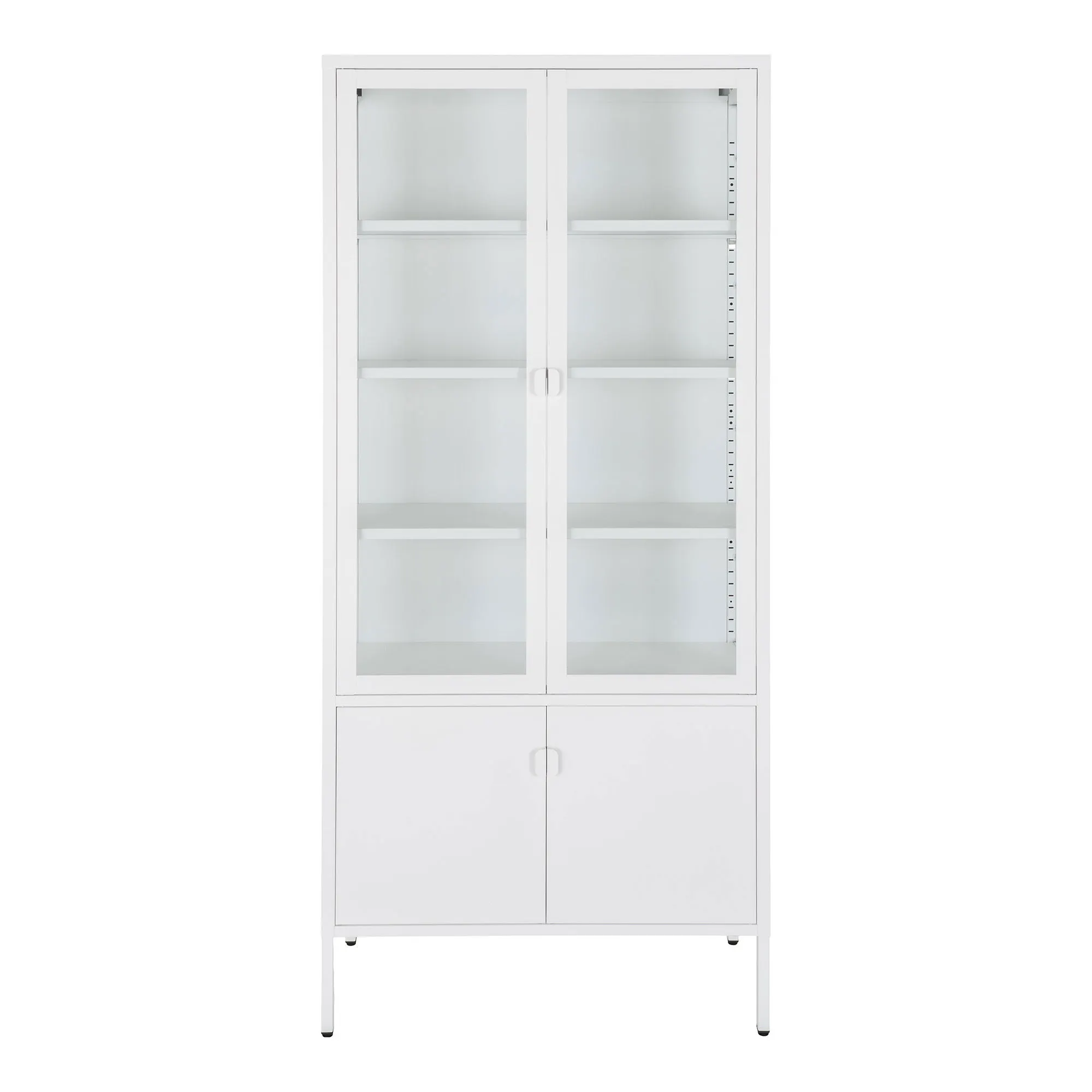 Witryna 4-drzwiowa BRISBANE przeszklone boki 80x35x180 cm - biała - 3001058