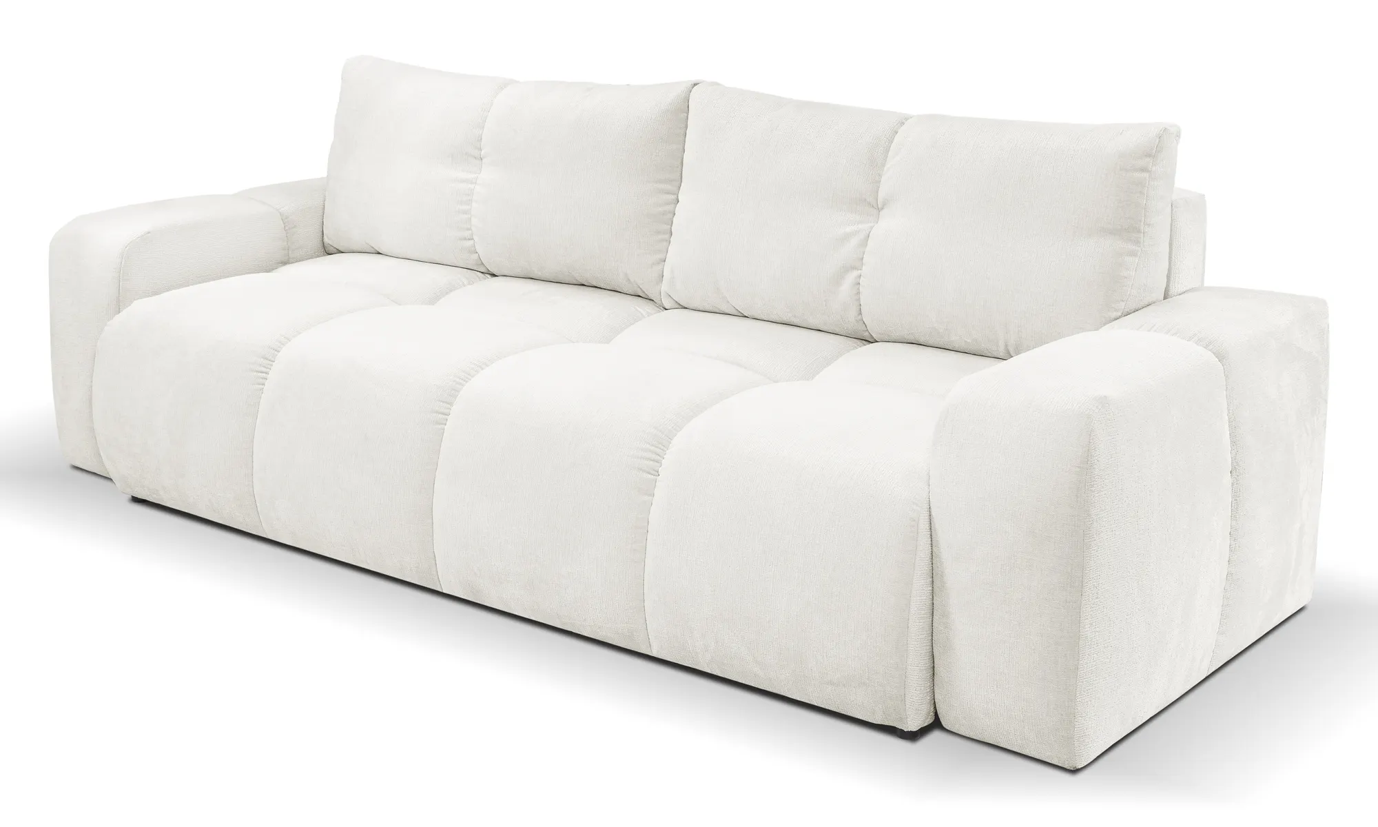 Sofa rozkładana z pojemnikiem SOHO 259 cm pikowana kremowa Kanapa, Meble, Poduszka, Wystrój domu