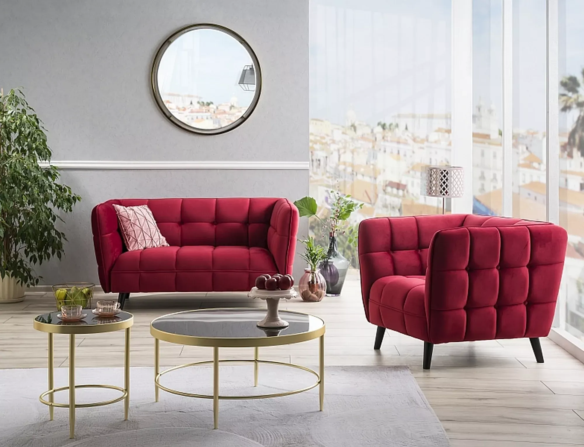 Sofa CASTELLO 2 VELVET Bluvel 59 bordowa wenge - CASTELLO2V59