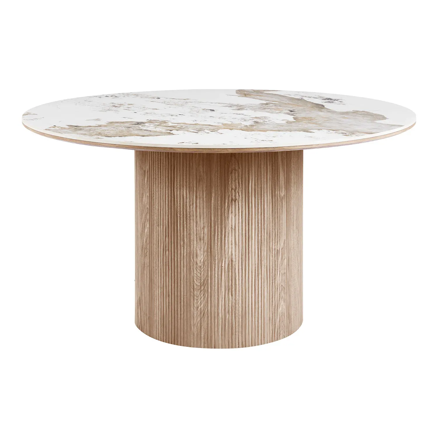 Stół okrągły ATHENS 140cm ceramiczny blat biały naturalny