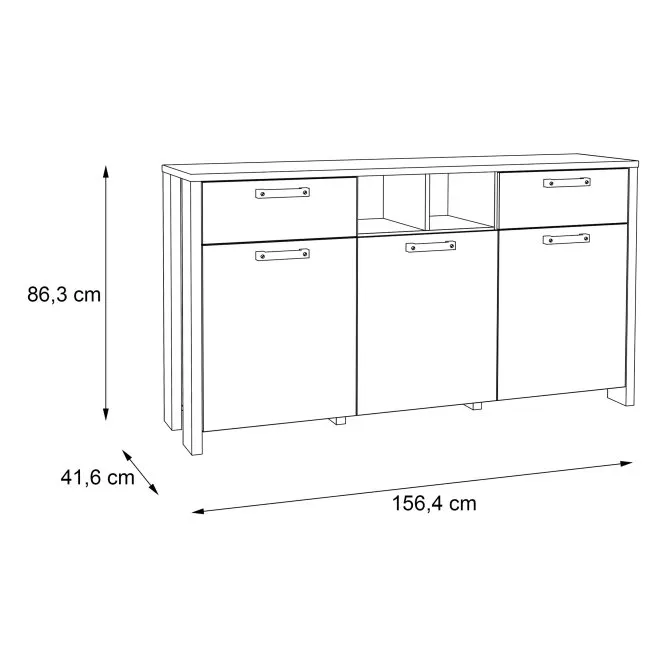 Komoda CLIF 3-drzwiowa z 2 szufladami i wnękami - old wood vintage, beton - CLFK231-C546