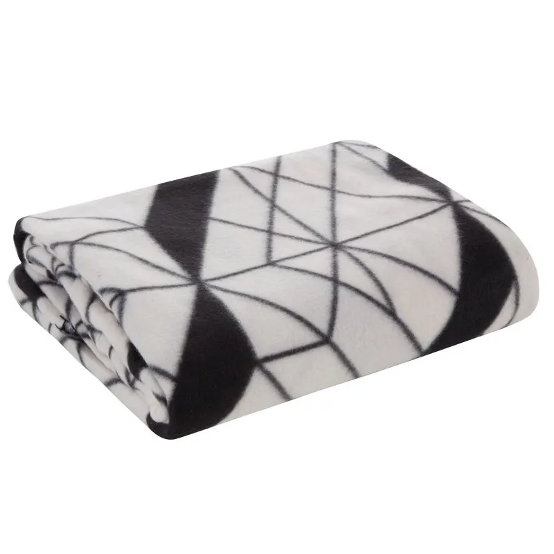 Koc z geometrycznym wzorem D91 GEO 01 150 X 200 CM BEŻOWY, Czarny — zdjęcie 4