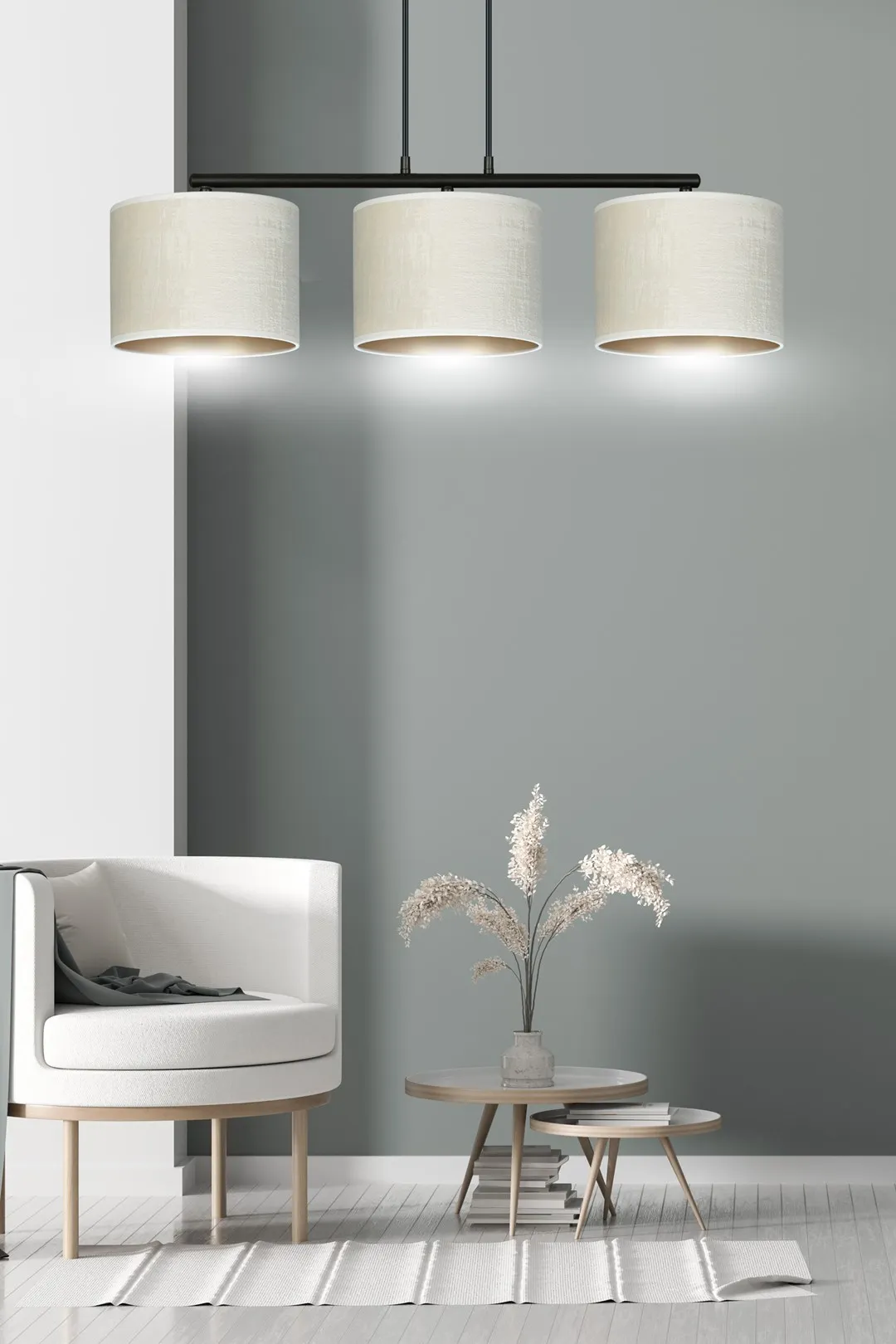 Lampa wisząca HILDE 3 czarny biały — zdjęcie 8