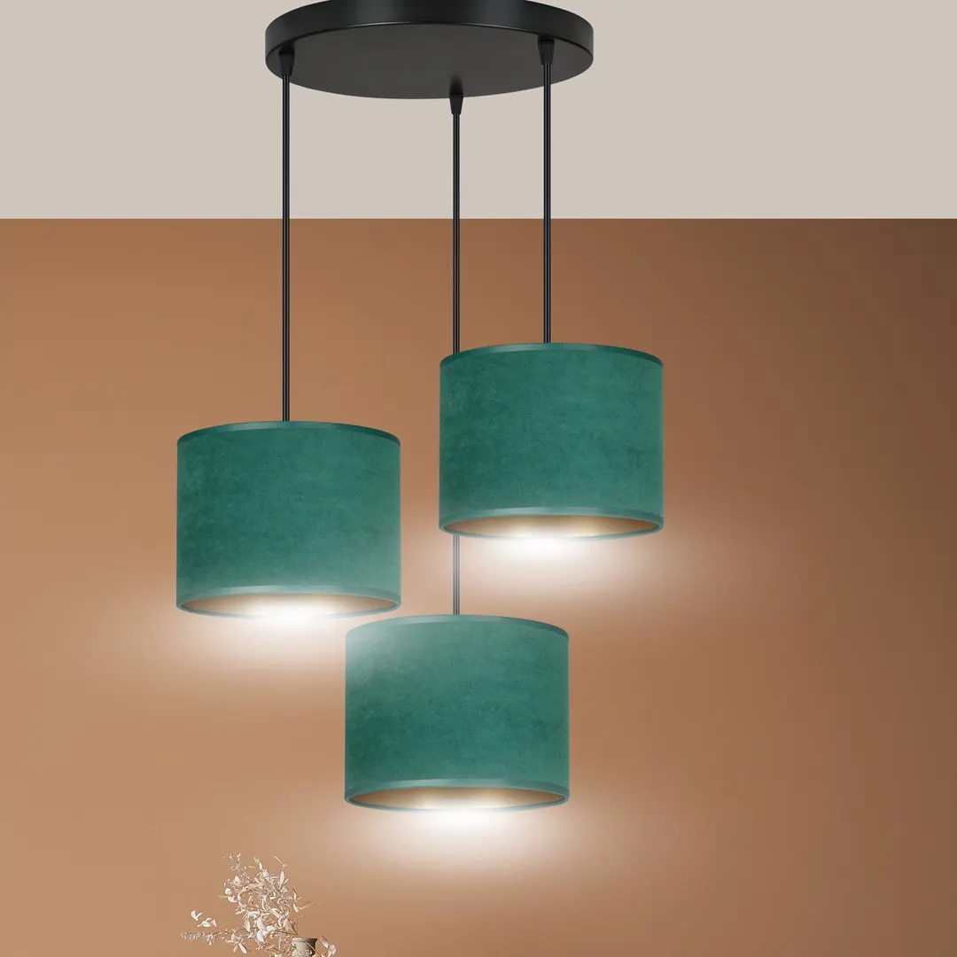 Lampa wisząca HILDE 3 PREM czarny zielony — zdjęcie 9