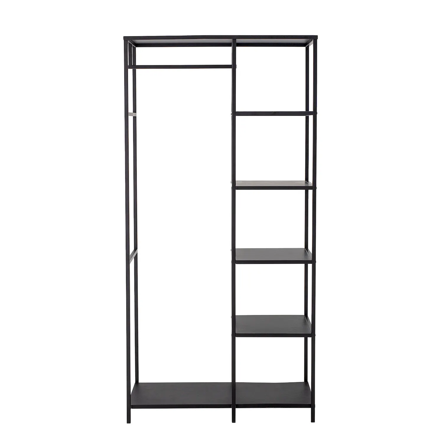 Wieszak z regałem VALDE 90 cm metalowy czarny Wieszak z regałem VALDE 90 cm metalowy czarny