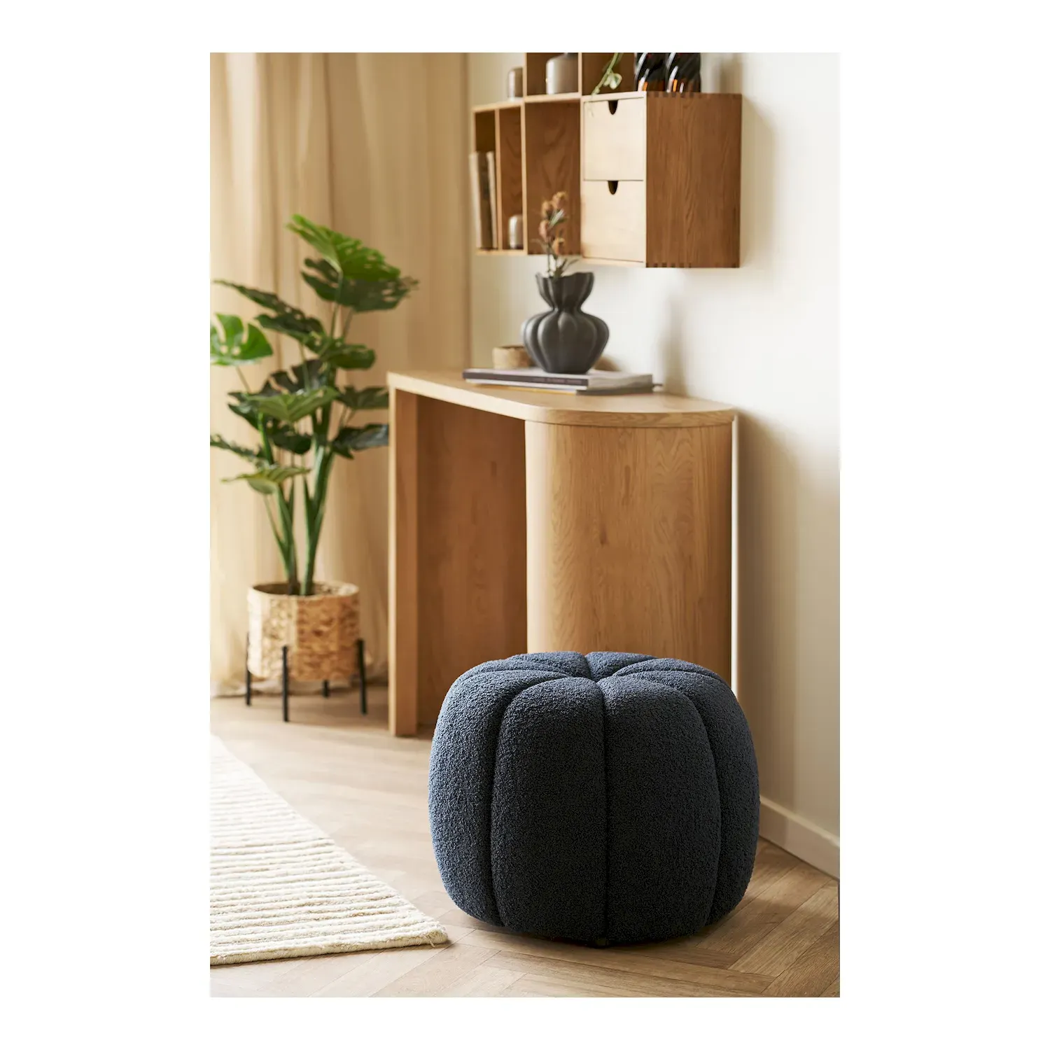 Pufa pikowana PAISLEY 48x38 granatowa - 1501127