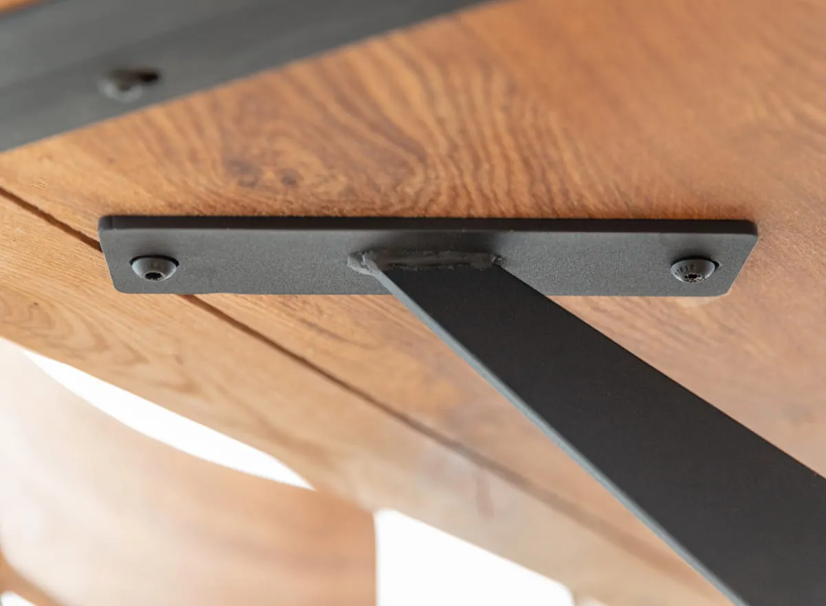 Stół dębowy na metalowych nogach CASERTA 180x90 blat 4cm - dąb olejowany, czarny - CASERTA90X180_4