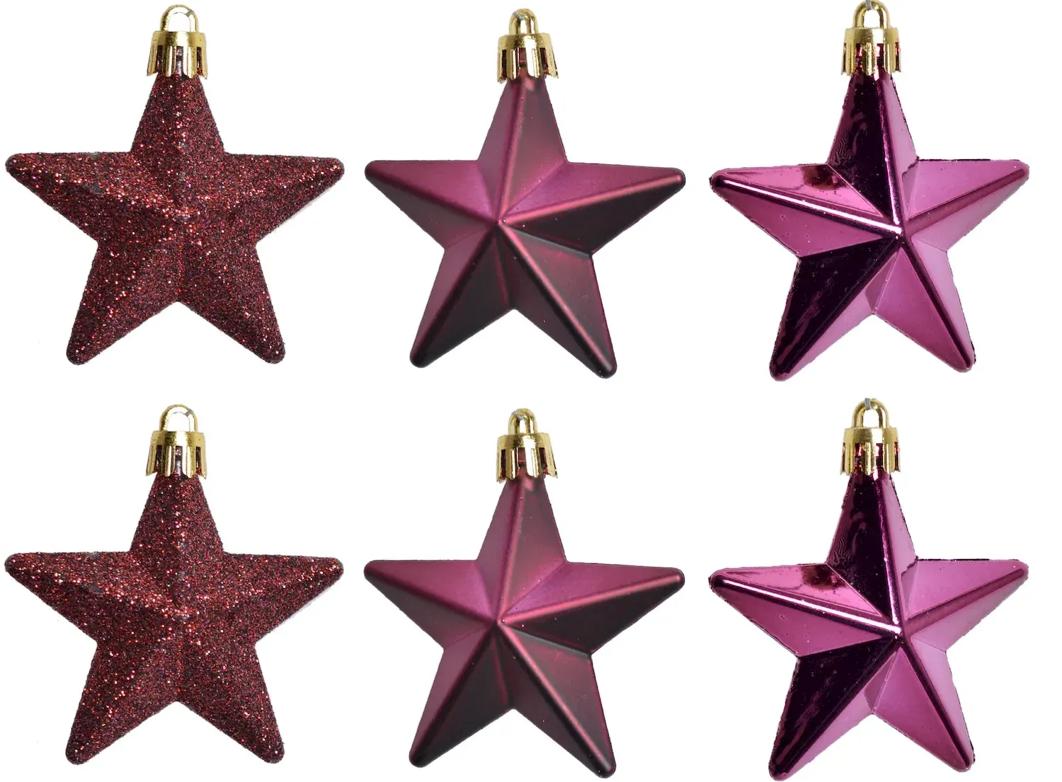 Komplet 6 bombek GWIAZDKI 3709 rózowe