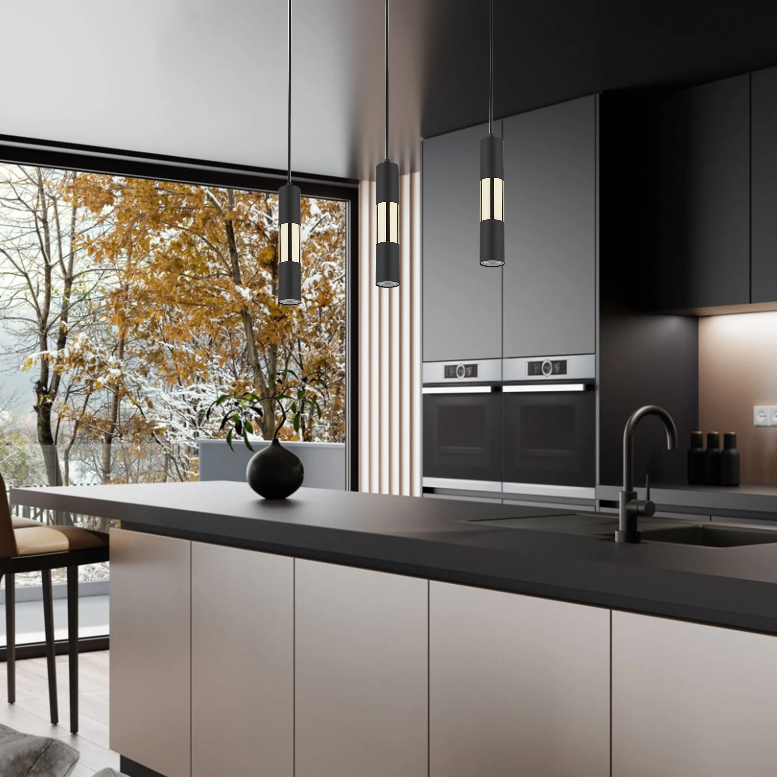 Lampa wisząca VIVIEN czarna ze złotymi elementami 120x50x5cm - TK_4757