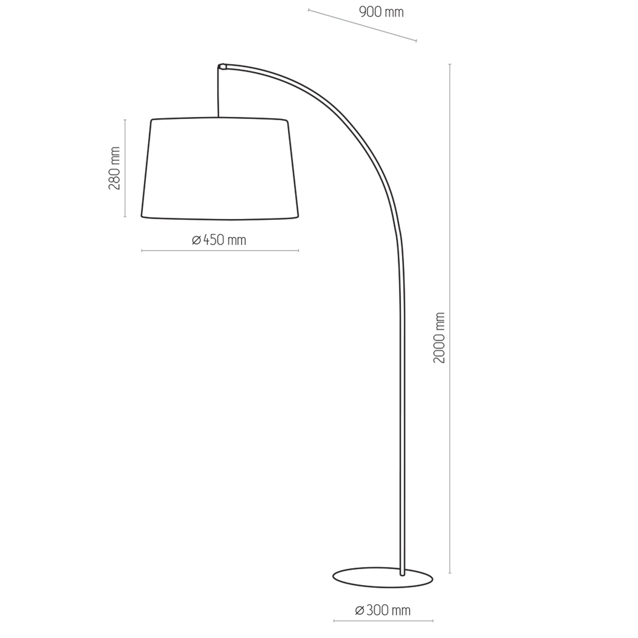 Lampa podłogowa HANG czarna 200x92x45cm - TK_5077