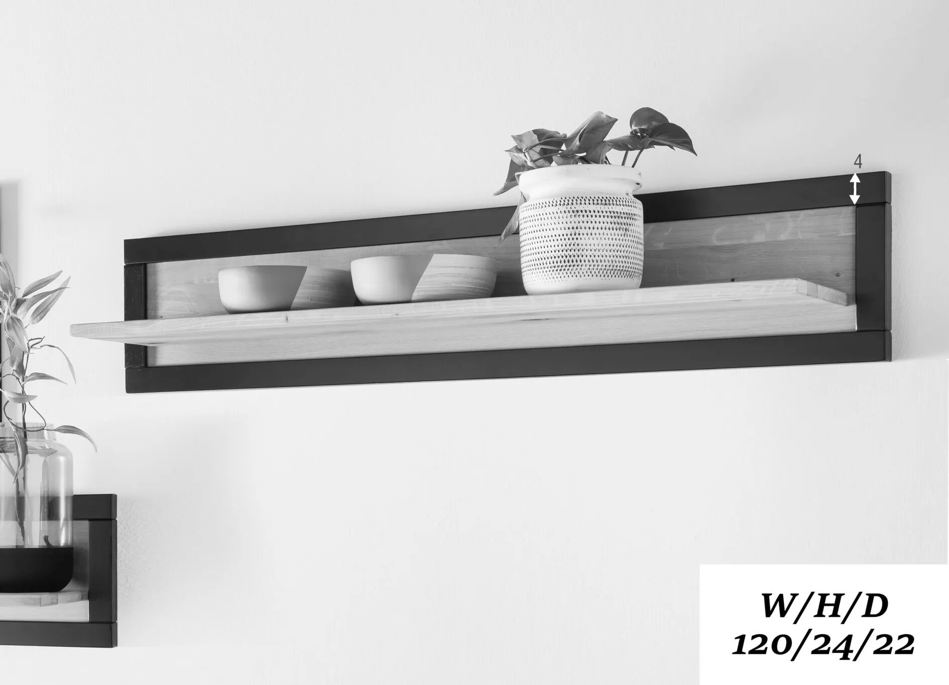 Półka wisząca dębowa HALLOW 120 dąb olejowany, czarny - GK_1031591101