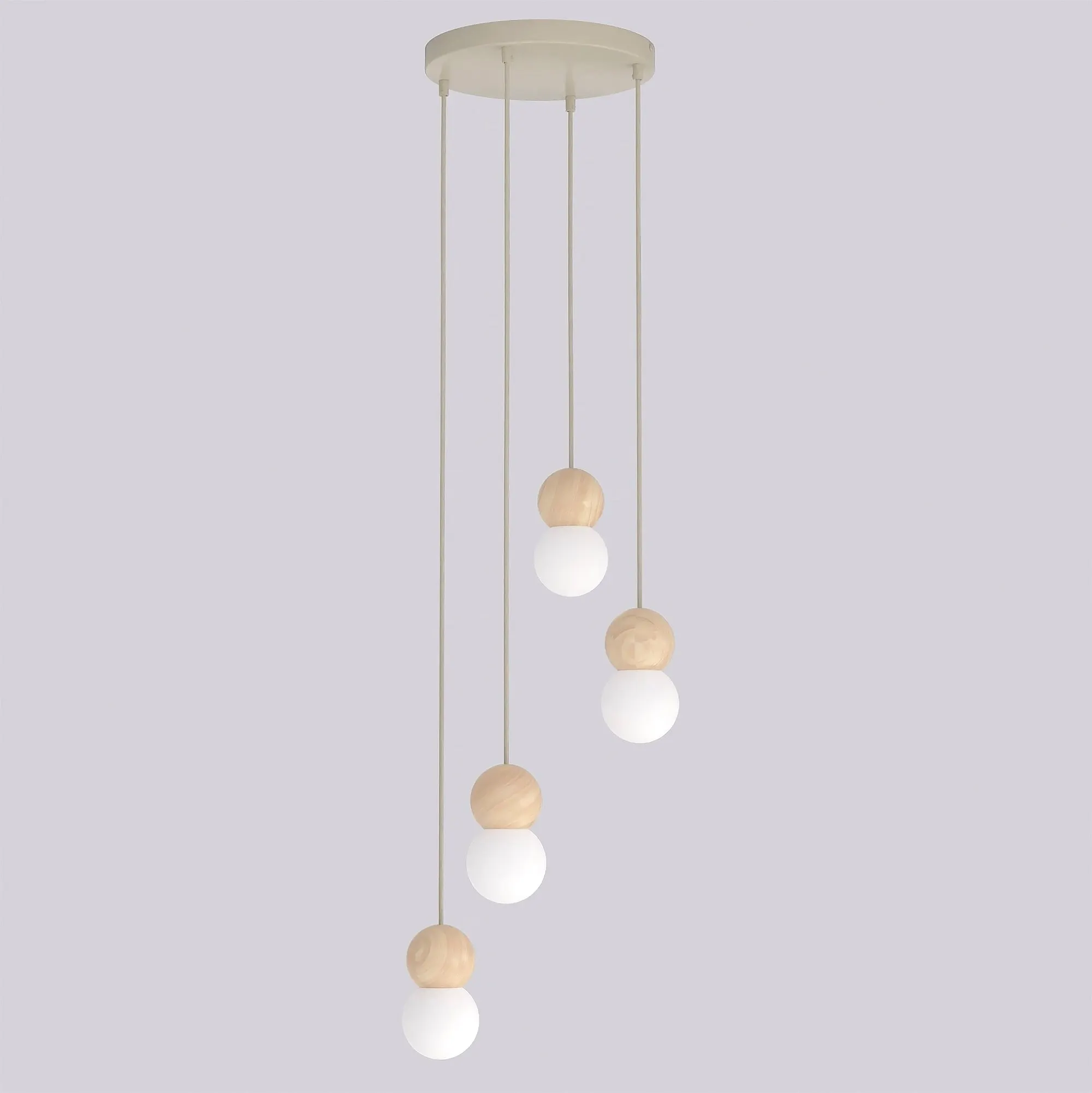 lampa wisząca, pendant light, kulki, drewno, kule