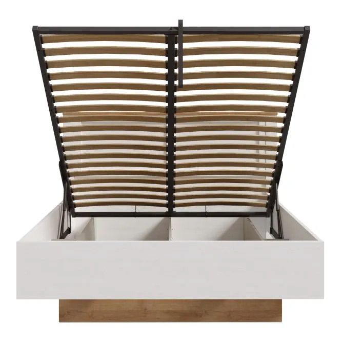 Łóżko ze stelażem CHISBURY 140X200 - dąb riviera, modrzew jasny sibu - BHLL3142-M482