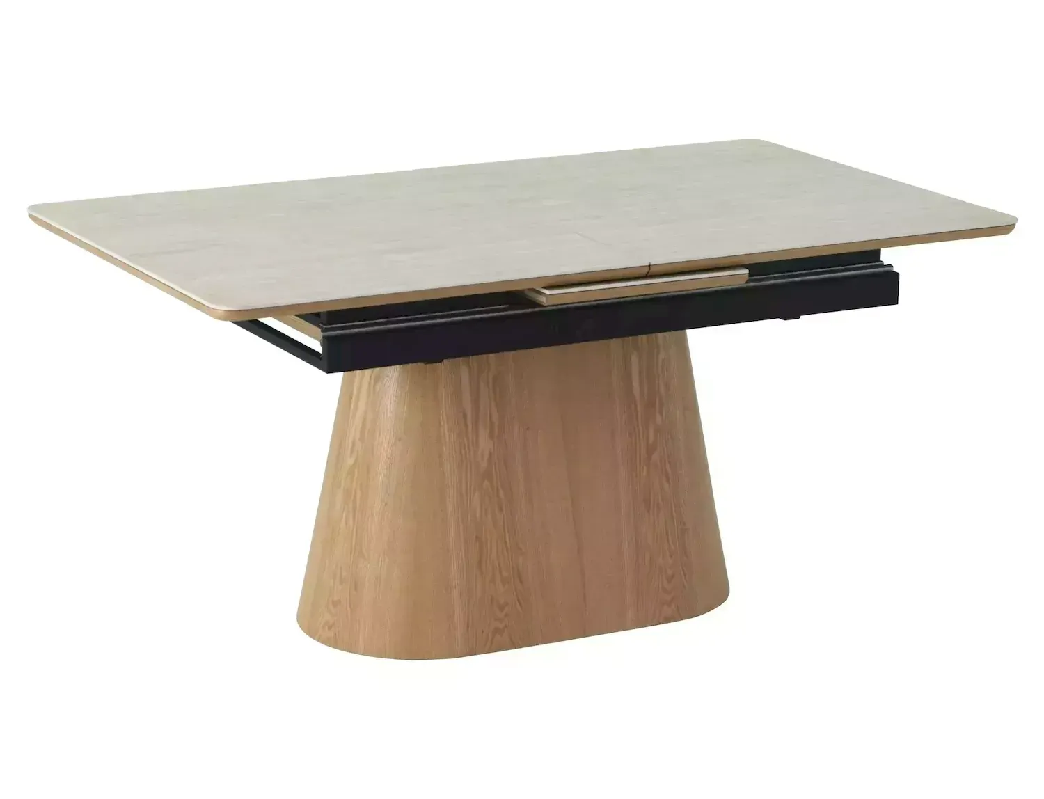 Stół rozkładany ceramiczny MONACO 90x160(200) travertine beż mat stelaż dąb