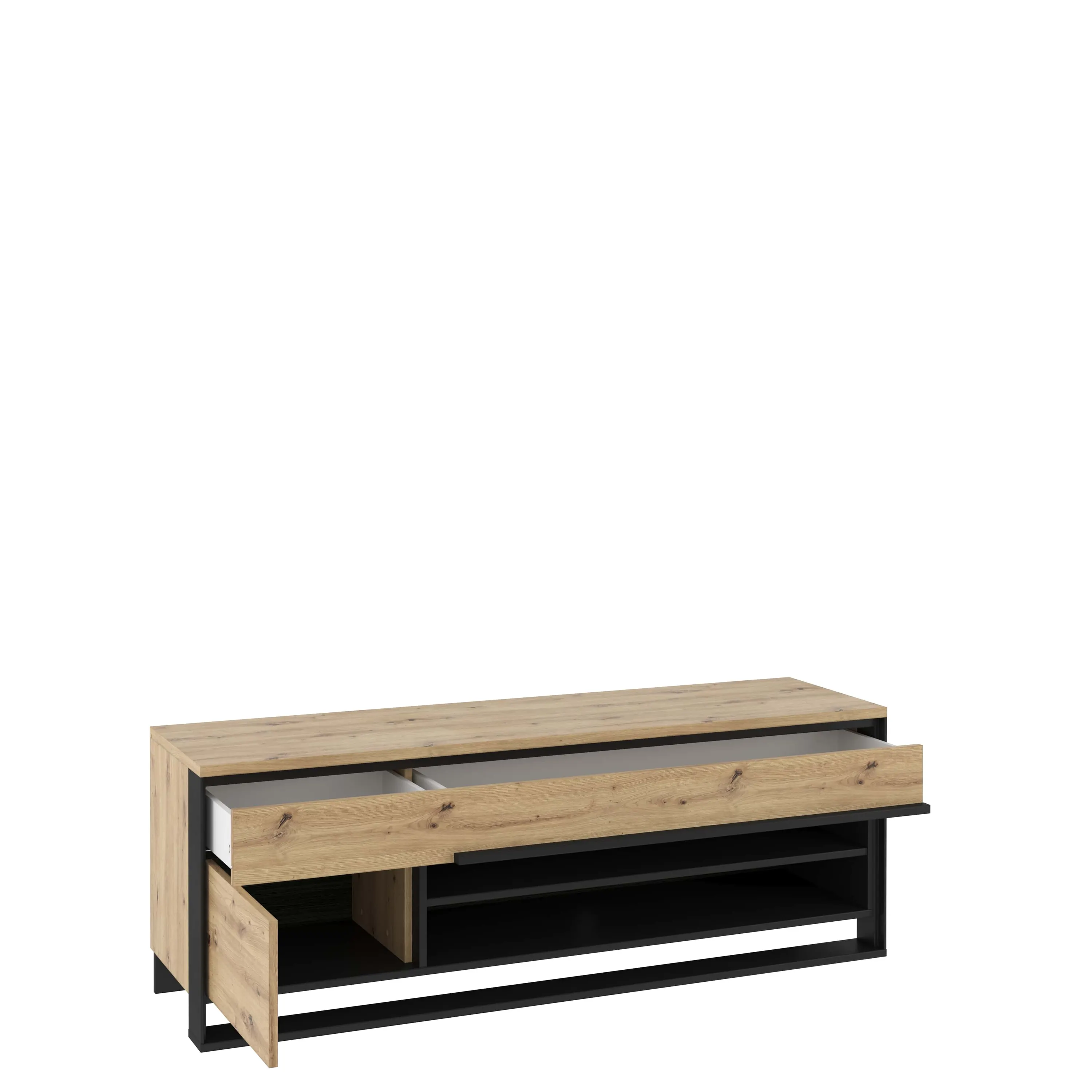 Szafka RTV 155cm LED Quant QA-04 dąb artisan/czarny - QA4DAC